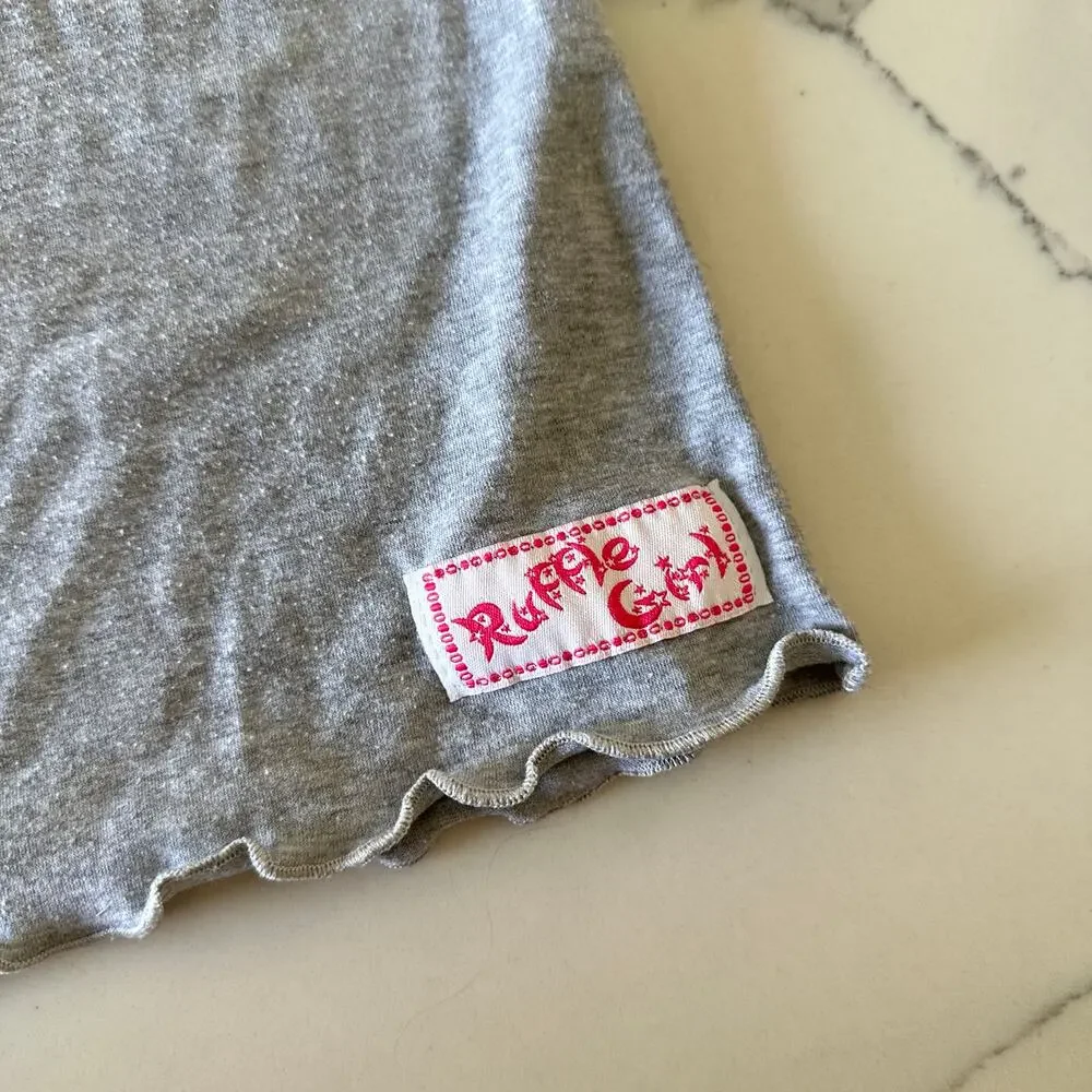 Girls Gray Ruffle Lettuce Edge Tank Top - Size 8